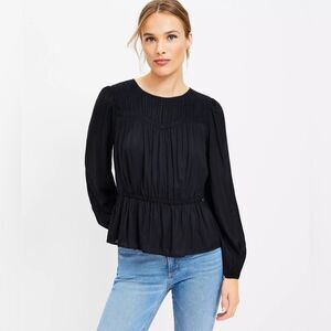 LOFT Shirred Peplum Blouse Size XS